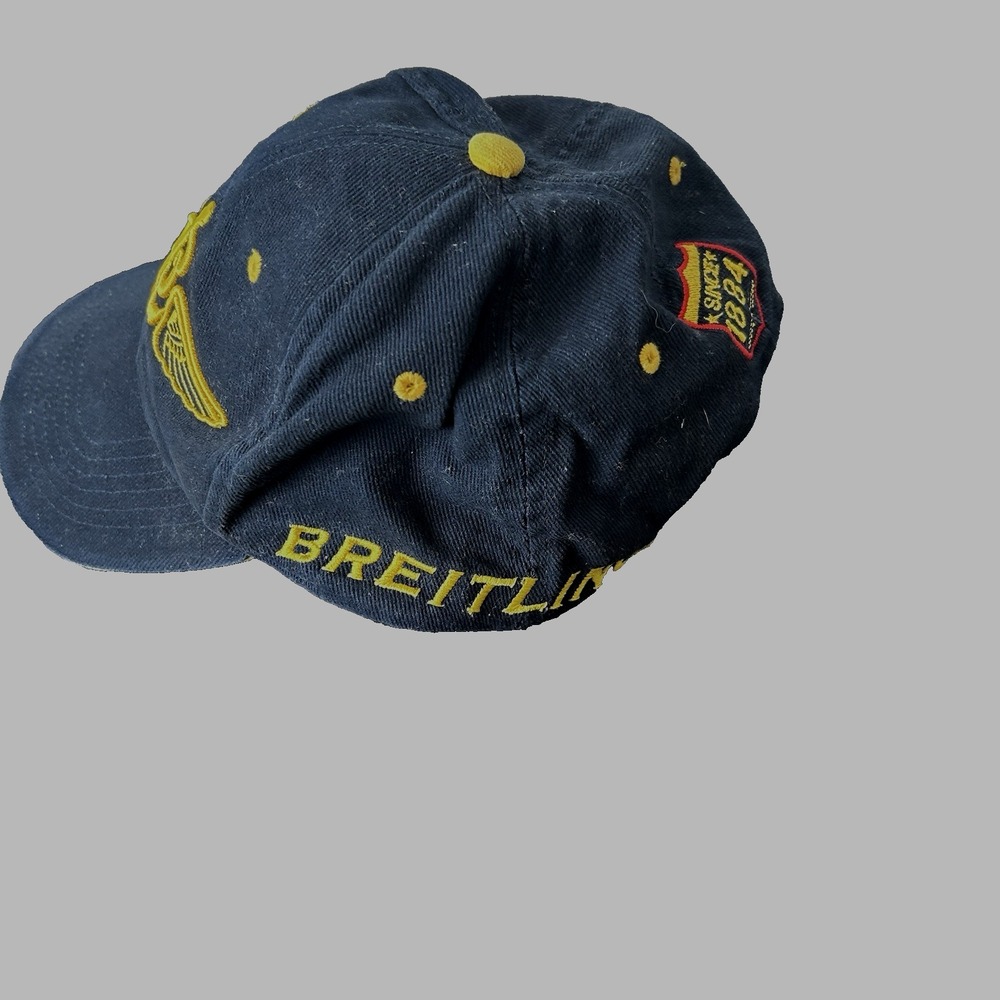 VTG BREITLING Cap Hat Men Strapback Blue Swiss Chronographs Timepiece Embroidery